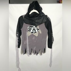 Chasing Fireflies Boys Sz 10 Costume Skeleton Knight Top Shirt Head Cover ONLY